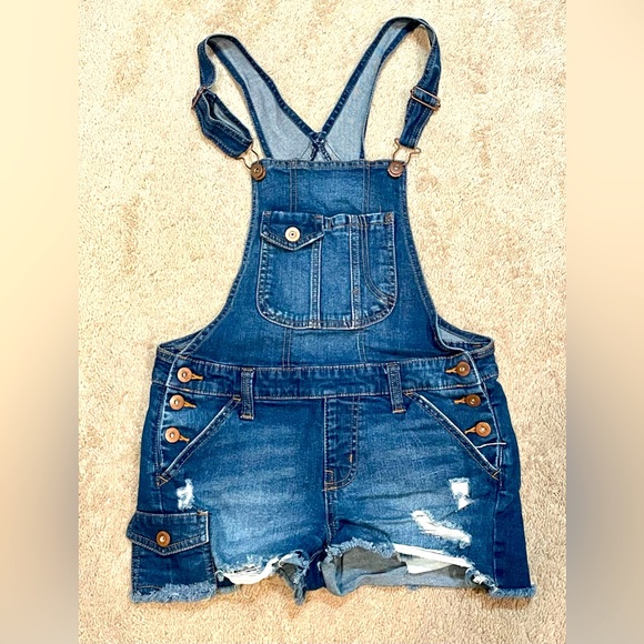 NO Boundaries Jr. XS Overall Jean Shorts - Picture 1 of 4